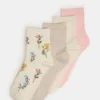 4 Bloom Pack Κάλτσες με λουλούδια, ιβουάρ, ποικιλία χρωμάτων