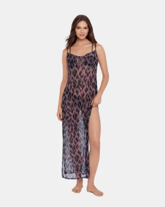 Static Leopard Bikini Cover-Up Natural