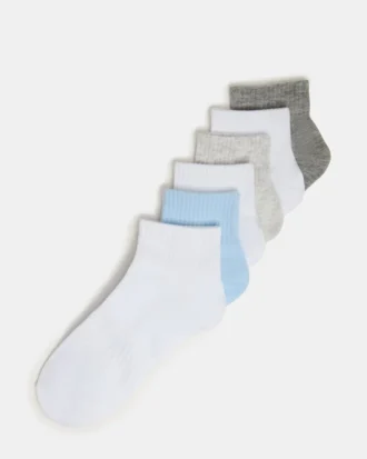 Συσκευασία 6 ζευγών καλτσών Peyton Ribbed Quarter Socks White Multi