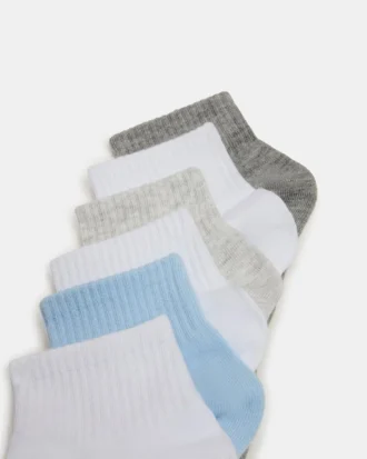 Συσκευασία 6 ζευγών καλτσών Peyton Ribbed Quarter Socks White Multi